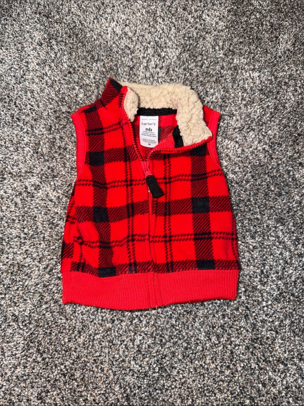 Carter's Red and Black Buffalo Plaid Sherpa-Lined Vest